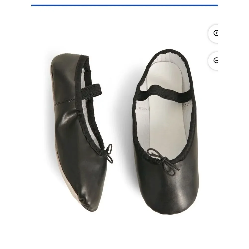 Toddler Girls Ballet Shoes Dance Class Leather Sole Adjustable Strap Size 11